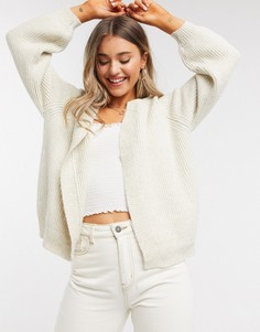 Бежевый свободный кардиган без застежки ASOS DESIGN