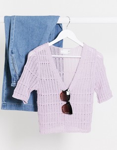 Лавандовый кардиган с короткими рукавами ASOS DESIGN-Фиолетовый