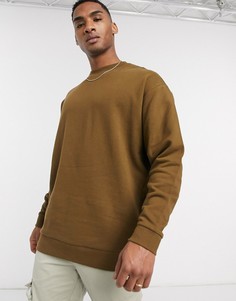 Зеленовато-коричневый длинный oversized-свитшот ASOS DESIGN