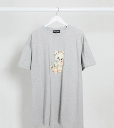 Платье-футболка с медвежонком New Girl Order Curve-Серый
