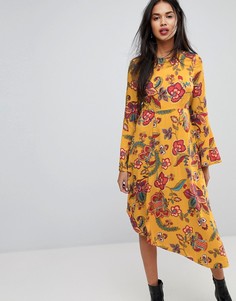 Платье миди с цветочным принтом и асимметричным нижним краем Vero Moda-Мульти