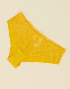 Желтые трусы с сетчатой вставкой в горошек Curvy Kate-Желтый