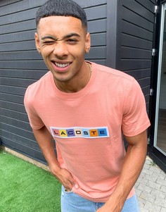 Розовая футболка с логотипом в технике пэчворк Lacoste-Розовый