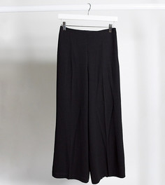 Широкие брюки с завышенной талией ASOS DESIGN Petite-Черный