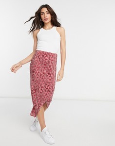 Плиссированная юбка миди в горошек с запахом ASOS DESIGN-Мульти