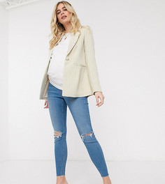 Голубые джинсы скинни с завышенной талией ASOS DESIGN Maternity Ridley-Белый