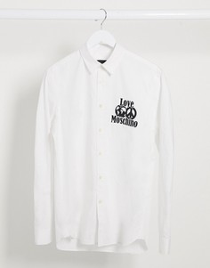 Рубашка с длинными рукавами и символом мира Love Moschino-Белый