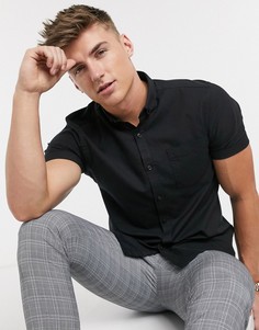 Черная оксфордская рубашка с короткими рукавами New Look-Черный