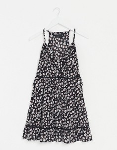 Свободный сарафан мини с цветочным принтом и кружевом ASOS DESIGN-Мульти