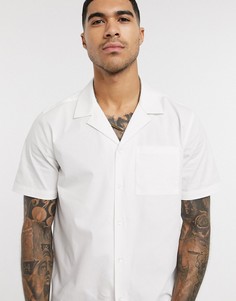 Светлая поплиновая рубашка с отложным воротником и короткими рукавами New Look-Белый