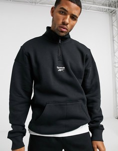 Черный свитшот с молнией и логотипом Reebok Classics