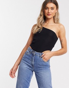 Трикотажный боди на одно плечо ASOS DESIGN-Черный
