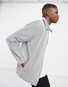 Белая джинсовая куртка Харрингтон в тонкую полоску ASOS DESIGN-Белый