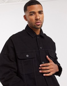 Черная джинсовая oversize-куртка ASOS DESIGN-Черный