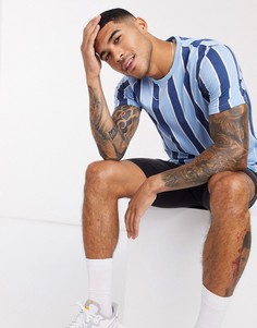 Футболка в голубую и темно-синюю вертикальную полоску Burton Menswear-Синий