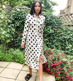 Белое платье-рубашка макси в горошек Vero Moda Tall-Мульти