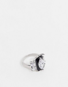 Серебристое кольцо с камнями ASOS DESIGN-Серебряный
