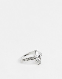 Серебристое кольцо с кристаллом огранки "маркиза" ASOS DESIGN-Серебряный