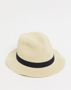 Бежевая соломенная шляпа ASOS DESIGN-Белый