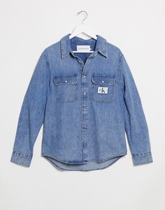 Джинсовая рубашка классического кроя Calvin Klein Jeans-Синий