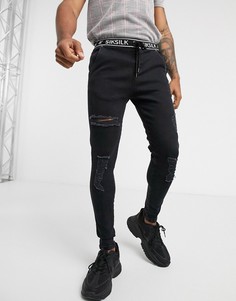 Черные джинсы скинни с эластичным поясом Siksilk-Черный