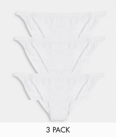 Набор из 3 хлопковых бразильских трусов ASOS DESIGN-Белый