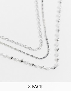 Серебристое ожерелье-чокер в несколько рядов Topshop-Серебряный