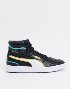 Черно-белые кроссовки Puma Ralph Sampson Mid Hoops-Черный