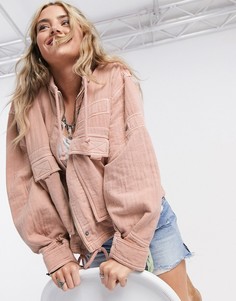 Розовая куртка с карманами Free People-Розовый