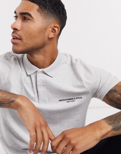 Серое поло с логотипом на груди Abercrombie & Fitch-Серый