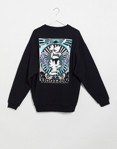 Oversize-свитшот с принтом на спине ASOS DESIGN-Черный