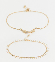 Набор из 2 золотистых браслетов на ногу с подвесками ASOS DESIGN Curve-Золотой