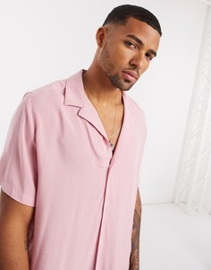 Розовая свободная рубашка из вискозы с отложным воротником ASOS DESIGN-Розовый
