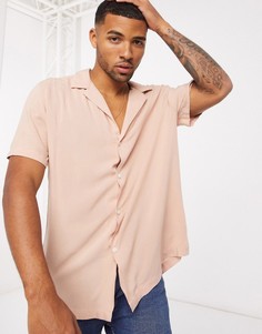 Бежевая свободная рубашка из вискозы ASOS DESIGN-Коричневый