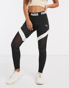Черные сетчатые леггинсы Puma-Черный
