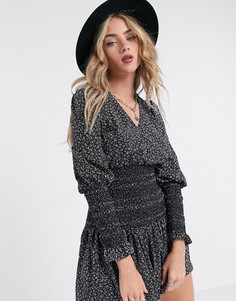 Платье мини с присборенной талией Topshop-Мульти