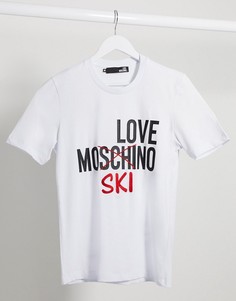 Футболка с горнолыжным принтом Love Moschino-Белый