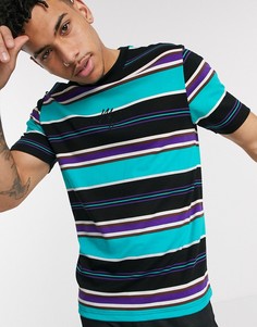 Зеленая футболка узкого кроя в полоску River Island-Зеленый