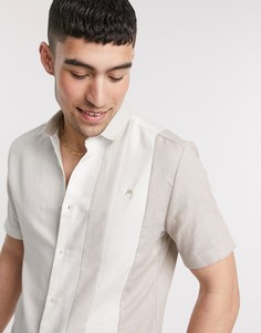 Бежевая рубашка с короткими рукавами и вставками River Island-Бежевый
