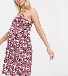 Платье мини с квадратным вырезом и принтом тюльпанов Fashion Union Maternity-Мульти