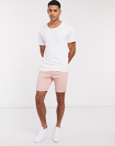 Розовые супероблегающие шорты чиносы Topman-Белый