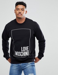 Черный свитшот с крупным вышитым логотипом Love Moschino