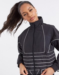 Черная спортивная куртка с большим логотипом-трилистником adidas Originals-Черный