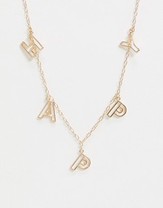 Ожерелье с подвесками-буквами ASOS DESIGN-Золотой