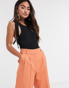 Боди черного цвета с открытой спиной и завязками на плечах ASOS DESIGN-Черный