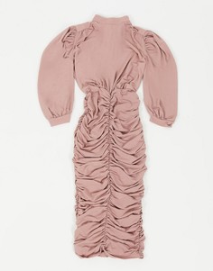 Платье миди с драпировкой AX Paris-Розовый