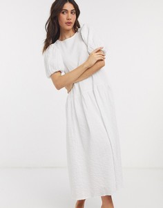 Белое свободное платье с объемными рукавами ASOS DESIGN-Белый