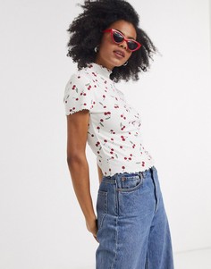 Белая футболка с высоким воротником Only-Белый