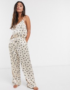 Кремовые брюки для сна с принтом Topshop-Кремовый