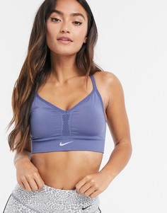 Синий бесшовный бюстгальтер Nike Yoga Indy